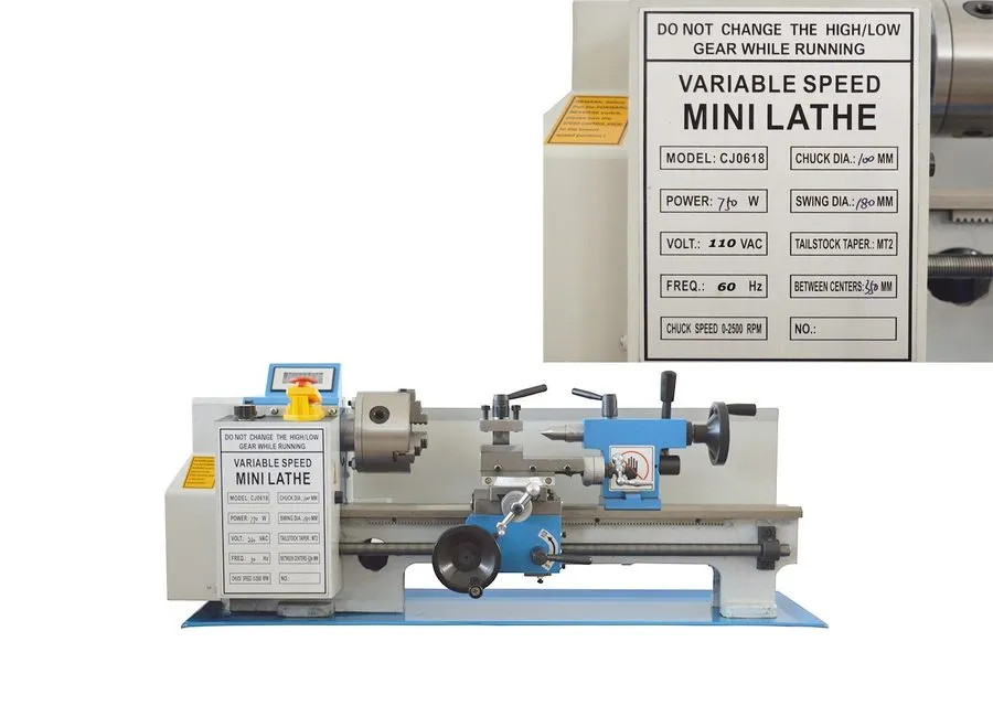 Оборудование ЧПУ CJ0618 Metric Metal Wood Lathe 7"*14" 750W DIY Woodworking Tool — фото лота 2
