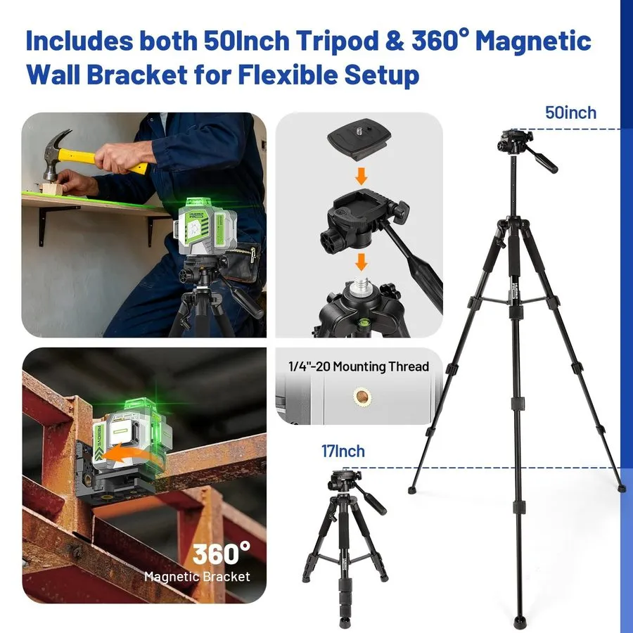 Оборудование видеонаблюдения Huepar Pro Laser Level 360 Self Leveling with 50inc — фото лота 1