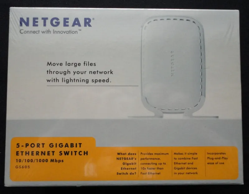 Коммутатор NETGEAR 5-Port Gigabit Ethernet Switch (GS605NA) -fast