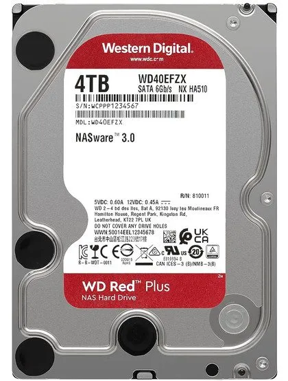 Жёсткий диск Western Digital Red Plus NAS 4TB HDD 3.5" SATA 6Gbps 5400RPM WD40EF