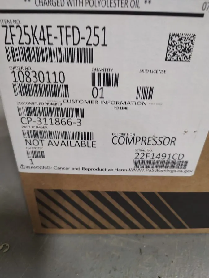 Компрессор Emerson Copeland ZF25K4E-TFD-251 Scroll Compressor
