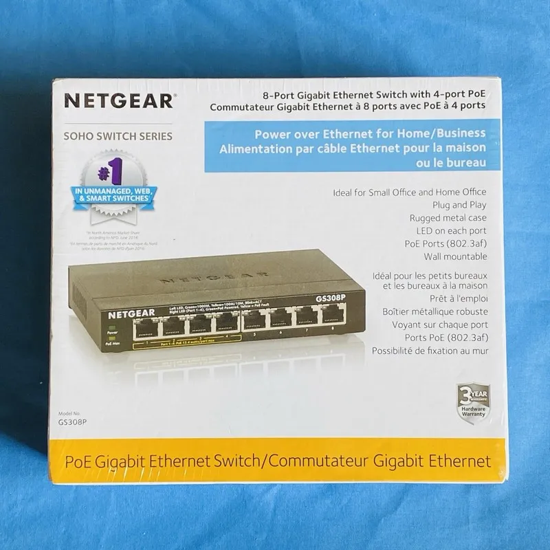Коммутатор Netgear GS308P 8-PORT Gigabit Ethernet Switch w/ 4-PORT PoE Switch; 6