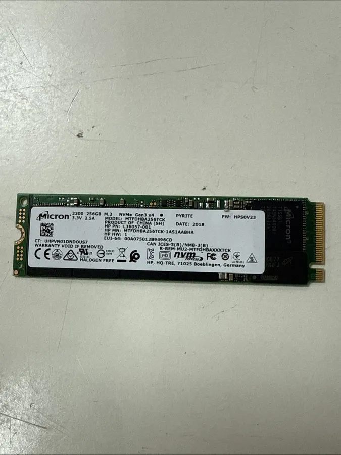SSD-накопитель Micron 2200S 256GB M.2 2280 NVMe PCIe Gen3 x4 SSD MTFDHBA256TCK