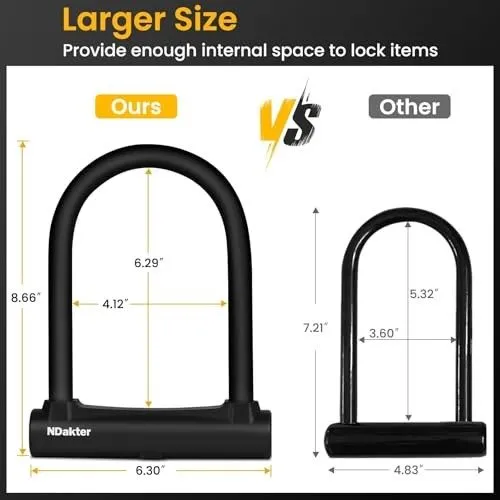 Такелажная скоба Bike Locks,17mm Shackle Heavy Duty Anti Theft Bike 6.3in x 8.66 — фото лота 3