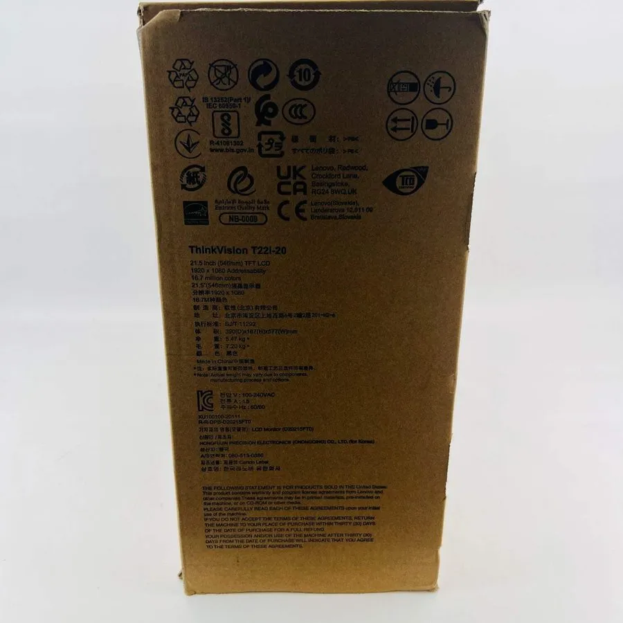 Монитор Lenovo ThinkVision T22i-20 21.5" TFT LCD Monitor 1920x1080 16:9 Black