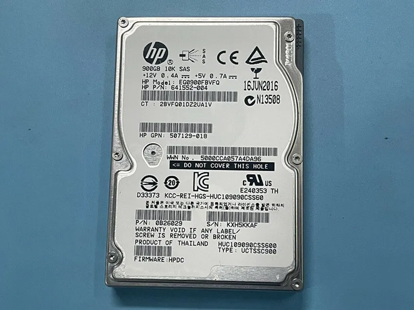 Жёсткий диск HP 900GB 10K SAS 6G 2.5" EG0900FBVFQ HDD 641552-004 507129-018 Supp
