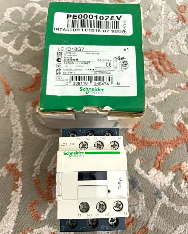 Контактор LC1D18G7 IEC Contactor, TeSys Deca, Nonreversing 18A 10HP at 480VAC — фото лота 1