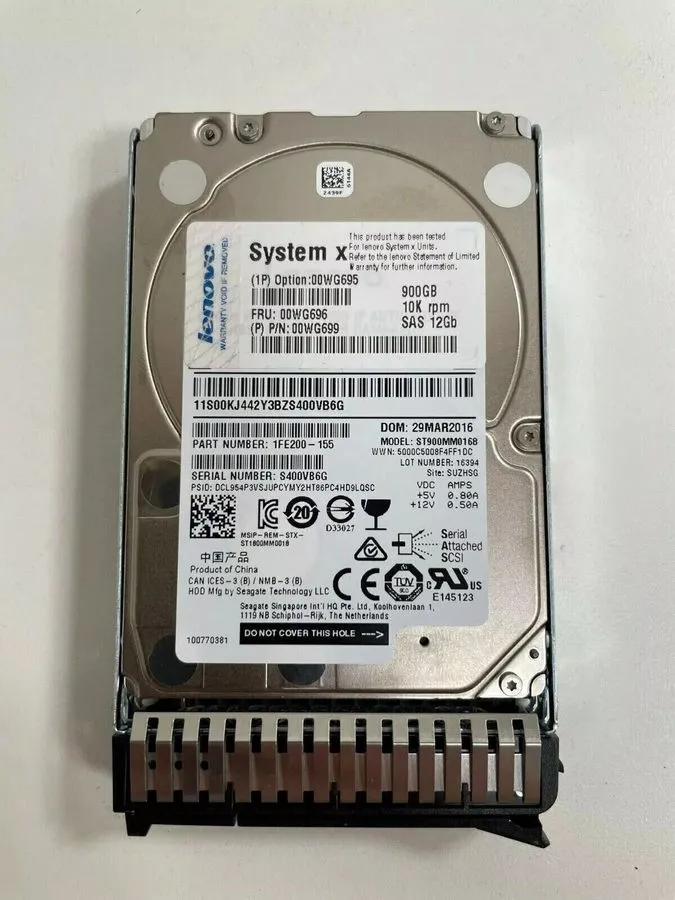 Жёсткий диск Lenovo 00WG695 00WG696 00WG699 900GB 12Gbps 10K 2.5" SAS HDD HARD D