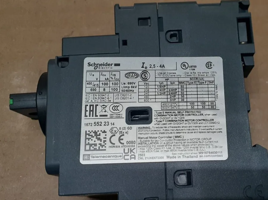 Автоматический выключатель Schneider GV2P08 Motor Circuit Breaker 2.5-4A 600V