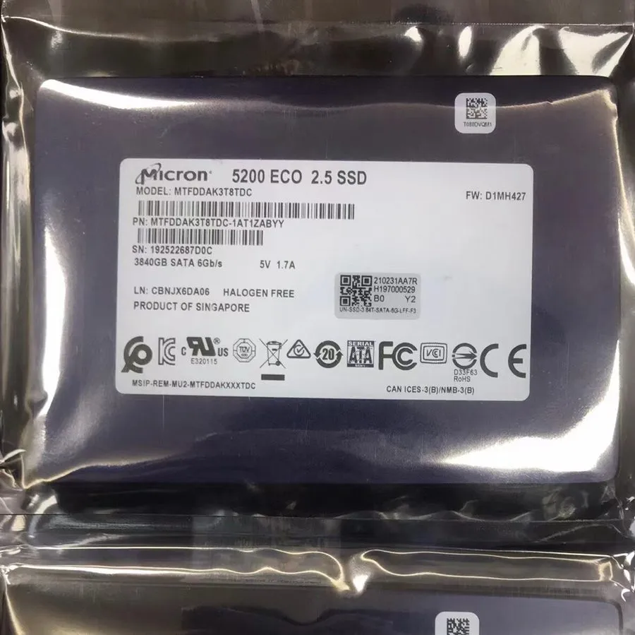 SSD-накопитель Micron 5200 3.84TB 2.5" SATA SSD ECO Solid State Drive MTFDDAK3T8