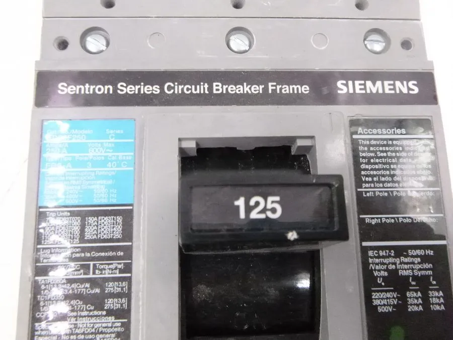 Автоматический выключатель SIEMENS FD63F250 SENTRON SERIES B 250 AMP CIRCUIT BRE