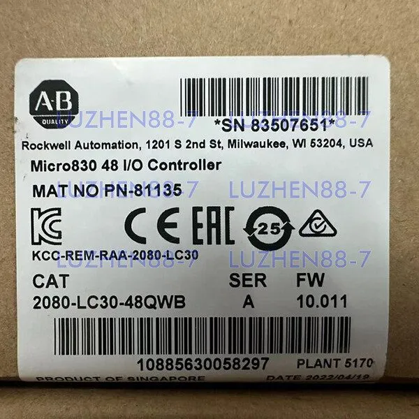 ПЛК ALLEN-BRADLEY 2080-LC30-48QWB Programmable Controller 24vdc