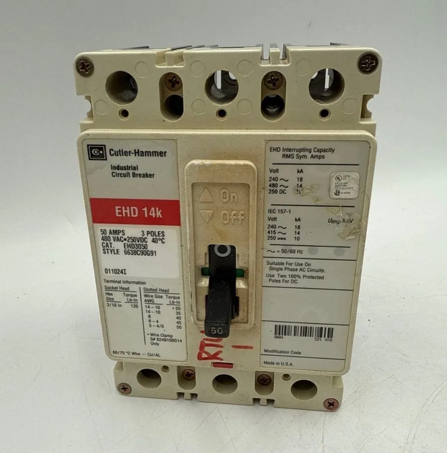 Автоматический выключатель Eaton Ehd3050 Molded Case Circuit Breaker, 50 A, 480V