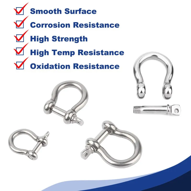 Такелажная скоба 304 Stainless Steel Bow Shackle Rigging Marine Shackles M4 M5 M — фото лота 1