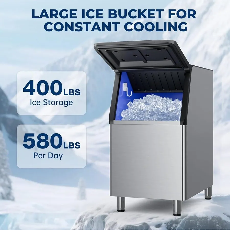 Льдогенератор Commercial Ice Machine 580Lbs/24H 400Lbs Storage Capacity