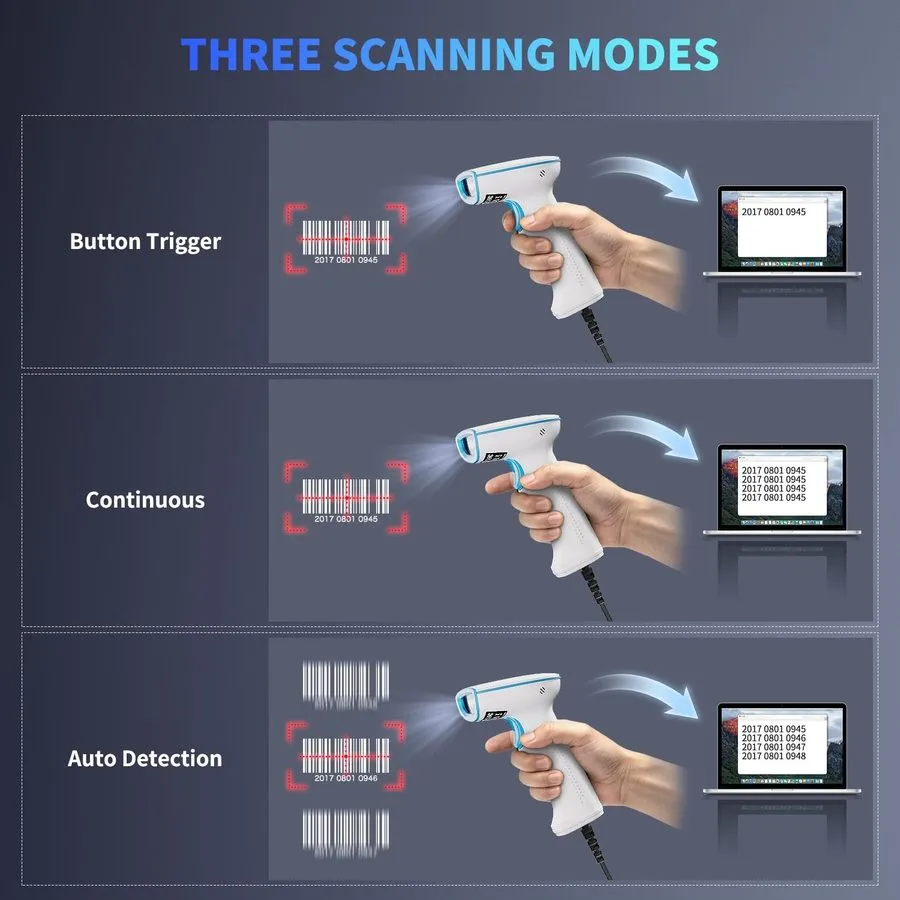 Сканер штрих-кода NetumScan HS1200 Wired USB 1D 2D Barcode Scanner Plug and Play — фото лота 2