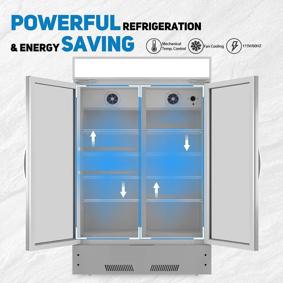Холодильный шкаф Commercial Refrigerator 2-Glass Door Lightbox 7 Modes 17.1 cuft