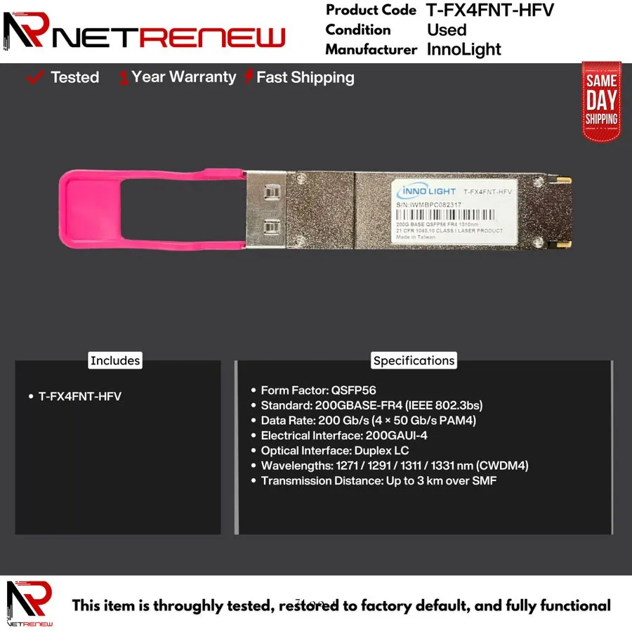 Трансивер InnoLight T-FX4FNT-HFV 200G BASE QSFP56 FR4 1310nm Optical Transceiver