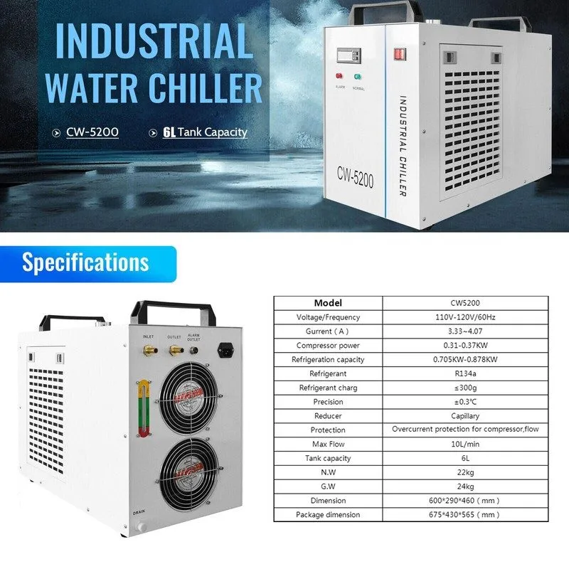 Чиллер CW5200 Distilled Water Chiller PCB Cooling Unit Industrial Water Chiller  — фото лота 2