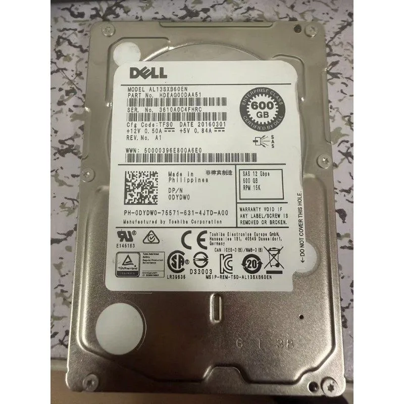 Жёсткий диск DYDW0 600GB 15K 12G 12Gbps SAS 2.5" Enterprise HDD Hard Drive 0DYDW