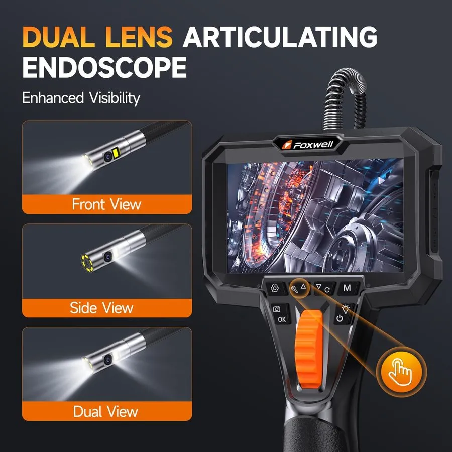 Видеоэндоскоп FOXWELL Elite Dual Lens 2-Way 220° Articulating Borescope, 0.25in  — фото лота 1