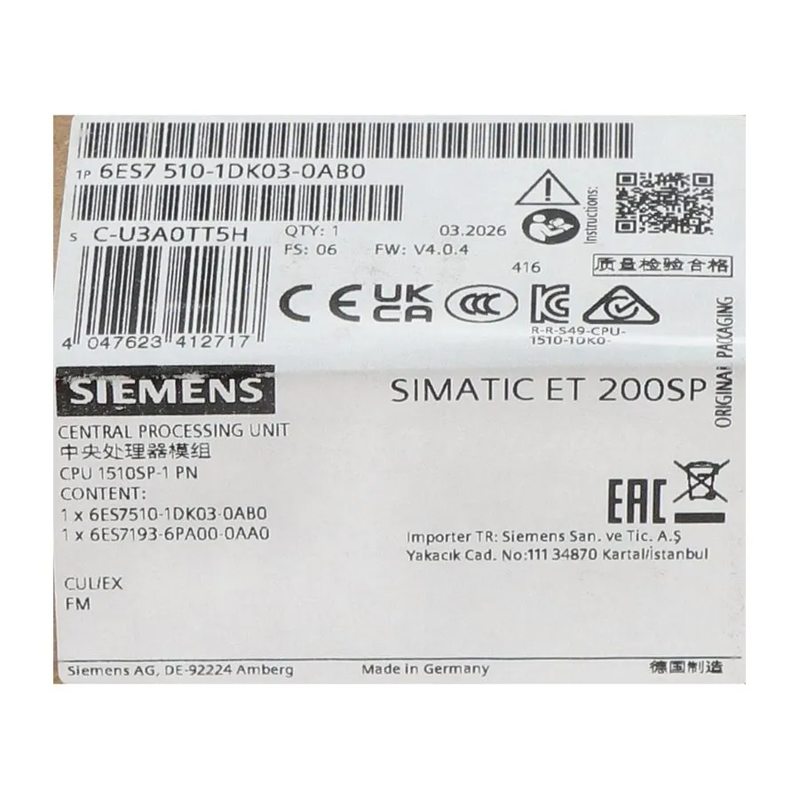 ПЛК Siemens 6ES7510-1DK03-0AB0 NFP Sealed