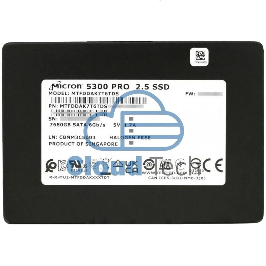 SSD-накопитель MICRON MTFDDAK7T6TDS 7.68TB 2.5" SATA SSD 4,317 Hours, 98.6% Heal