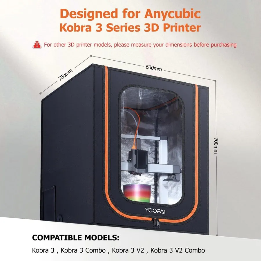 3D-принтер YOOPAI 3D Printer Enclosure with LED Light, 4-For Kobra3, Black and O — фото лота 1
