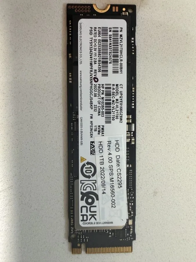 SSD-накопитель Lenovo / Samsung PM9A1 1TB M.2 SSD // SSS0L25197 / 5SS0W79493 //  — фото лота 1