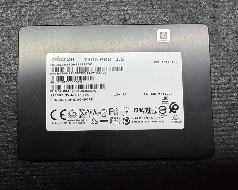SSD-накопитель Micron 7300 PRO 1.92TB NVMe PCIe 3.0 2.5'' U.2 Internal SSD MTFDH