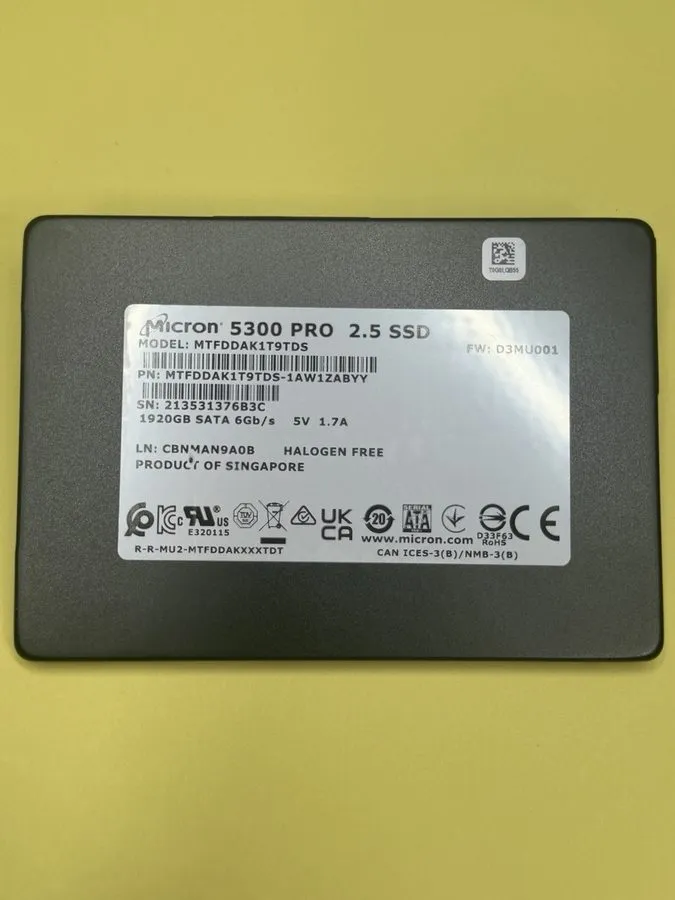 SSD-накопитель Micron 5300 PRO 1.92TB 2.5" SATA SSD MTFDDAK1T9TDS with low life 