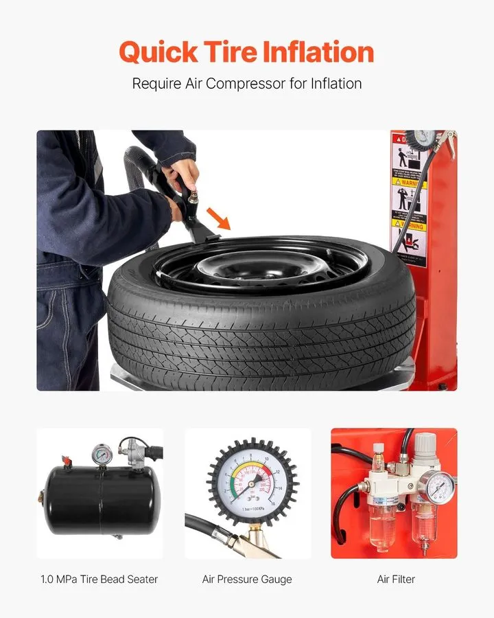 Шиномонтажный станок 1.5HP Electric Tire Changer Machine PC Pedal 12-24in Rims — фото лота 2