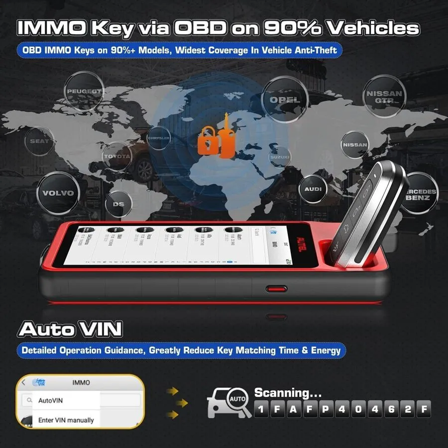 Диагностический сканер Autel Scanner MaxiIM KM100, 2026 Key FOB Programming Car  — фото лота 2