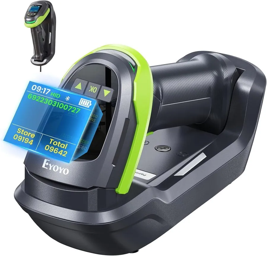 Сканер штрих-кода Eyoyo 2D QR Code POS Barcode Scanner Wireless with Screen,Wall — фото лота 1