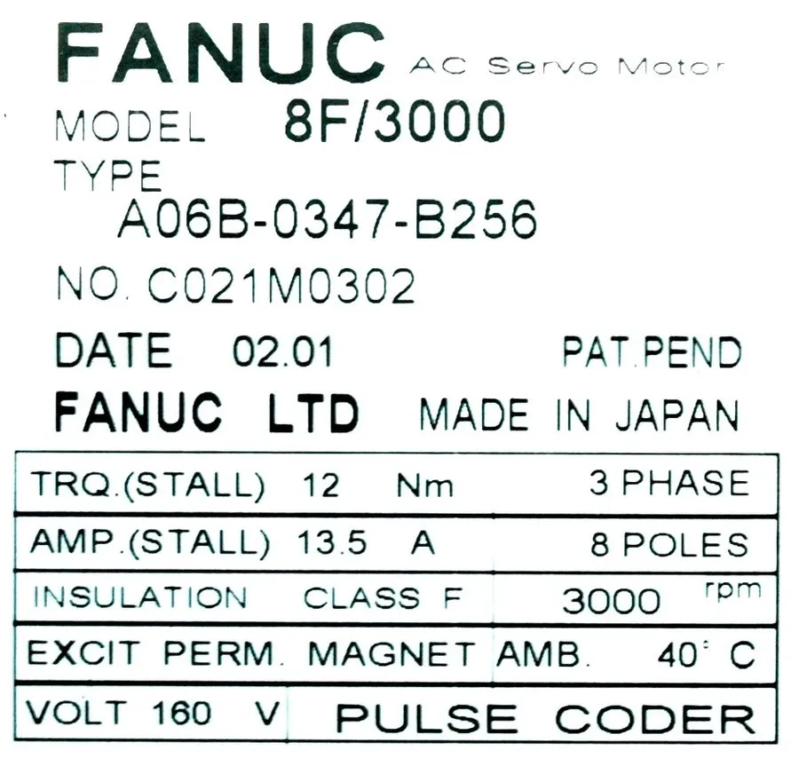 Серводвигатель FANUC AC SERVO MOTOR A06B-0347-B256 (NO ENCODER)