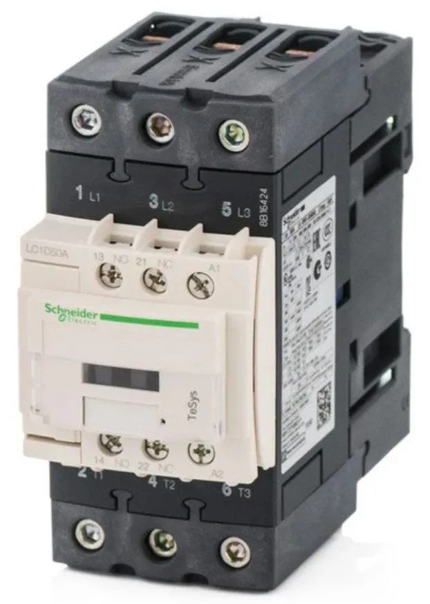 Контактор SCHNEIDER ELECTRIC LC1D50AG7 Contactor, TeSys Deca, 3P, 50A, 120V AC