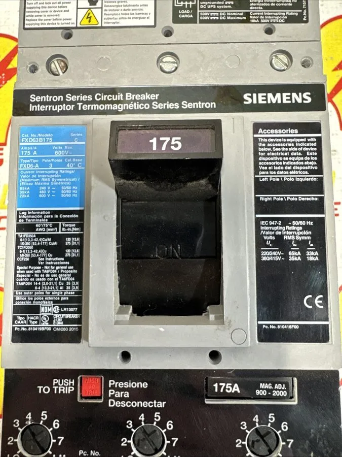 Автоматический выключатель Siemens FXD63B175 ITE Sentron Circuit Breaker 175A, 6