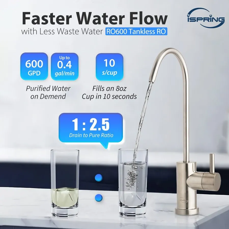 Насос iSpring RO600BN Tankless RO Reverse Osmosis Water Filtration System, 600 G