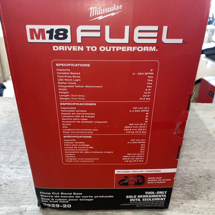 Оборудование ЧПУ Milwaukee 2929-20 M18 FUEL Deep Cut Band Saw Cordless Brushless
