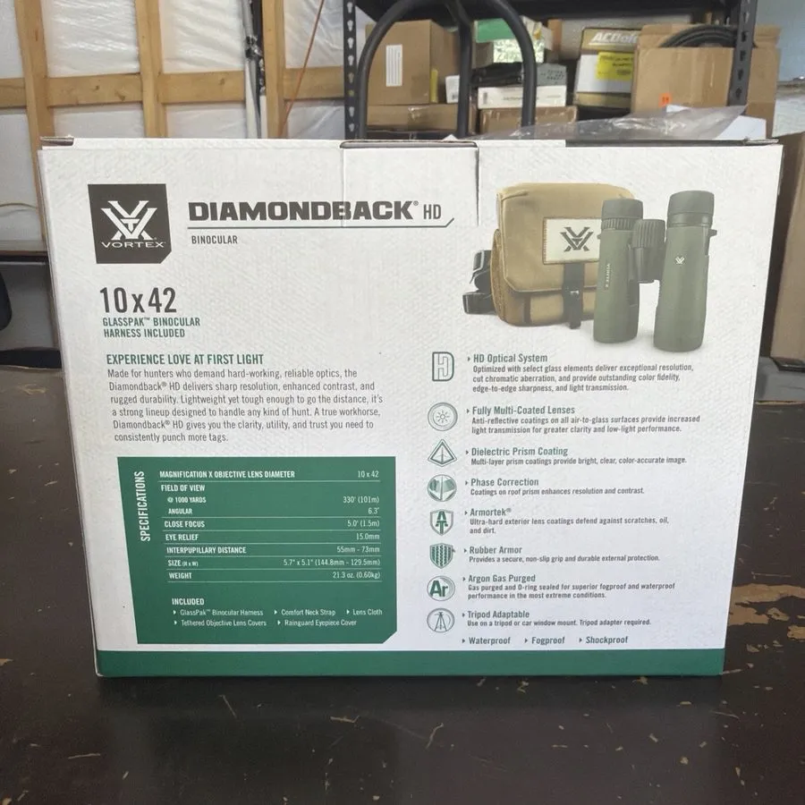 Складское оборудование Vortex Diamondback HD 10x42 Binoculars W/ GlassPak Harnes