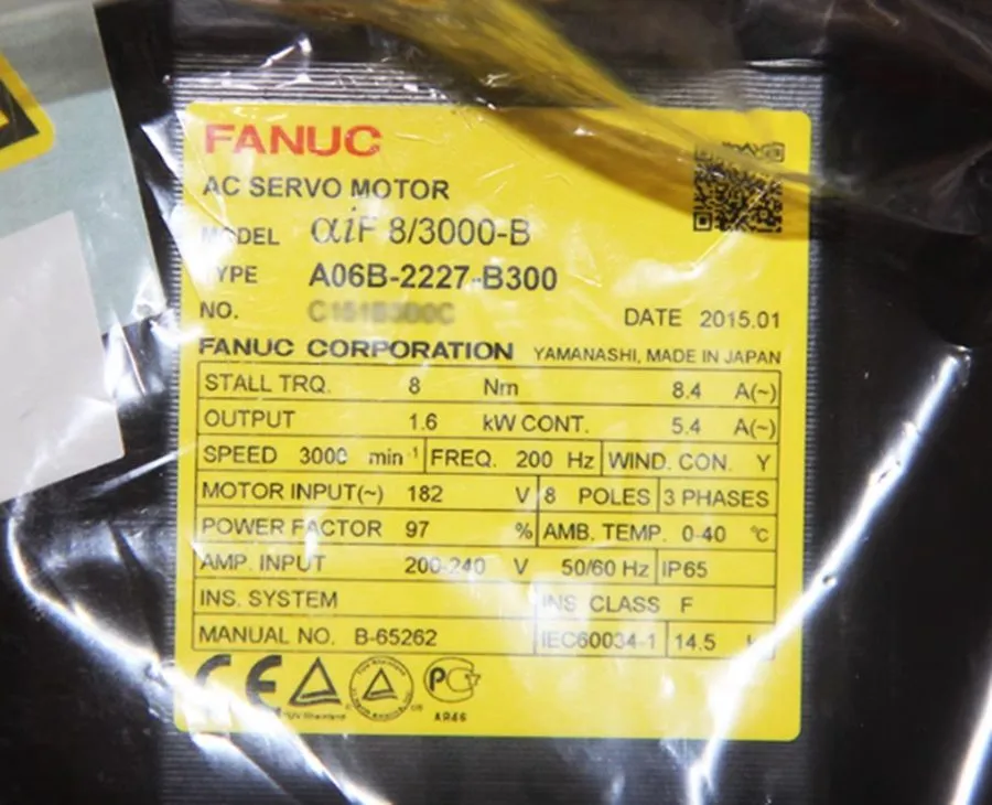Серводвигатель FANUC A06B-0227-B300 Alpha iF 8/3000 AC Servo Motor 1.6kW
