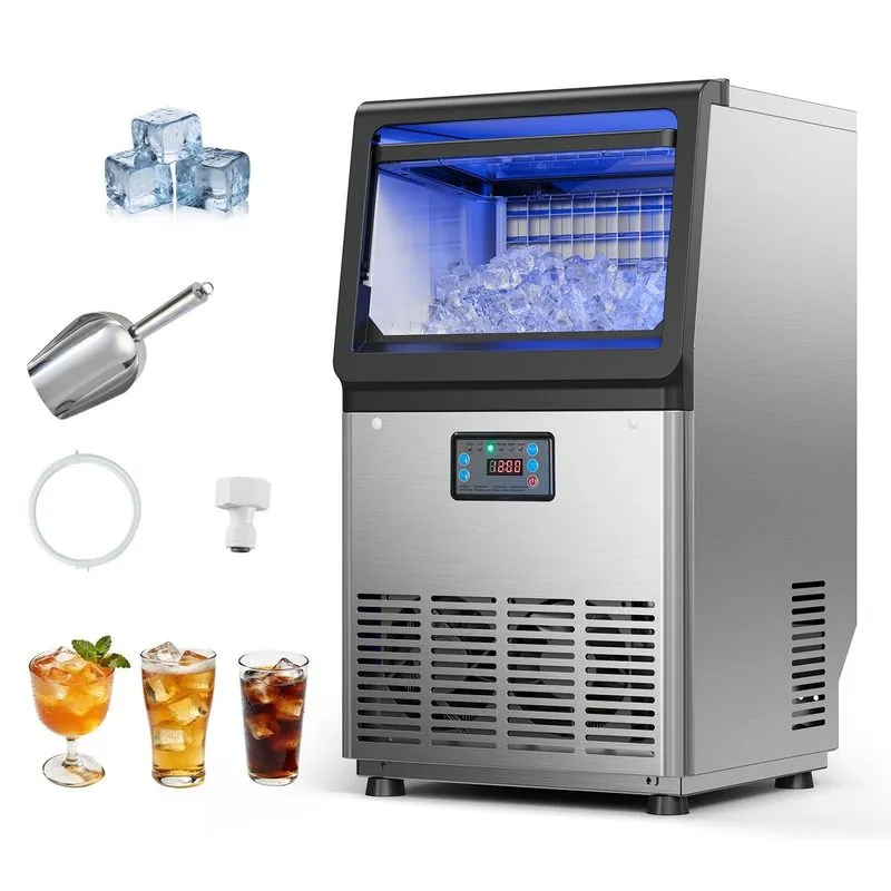 Льдогенератор VEVOR Commercial Ice Maker 100 lbs/24h Ice Machine 16-30 lbs Stora