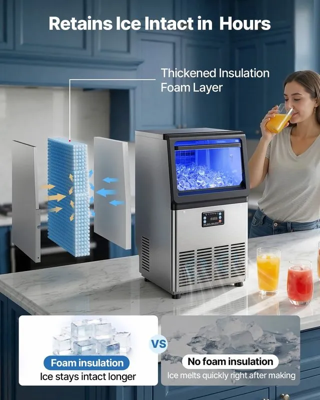 Льдогенератор VEVOR Commercial Ice Maker 100 lbs/24h Ice Machine 16-30 lbs Stora — фото лота 3