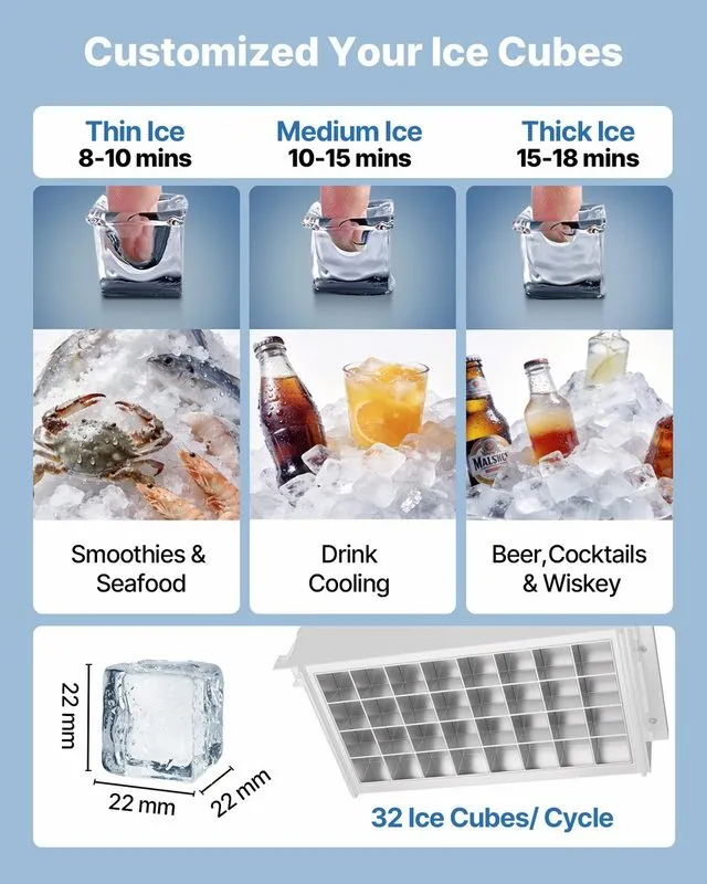 Льдогенератор VEVOR Commercial Ice Maker 100 lbs/24h Ice Machine 16-30 lbs Stora — фото лота 4