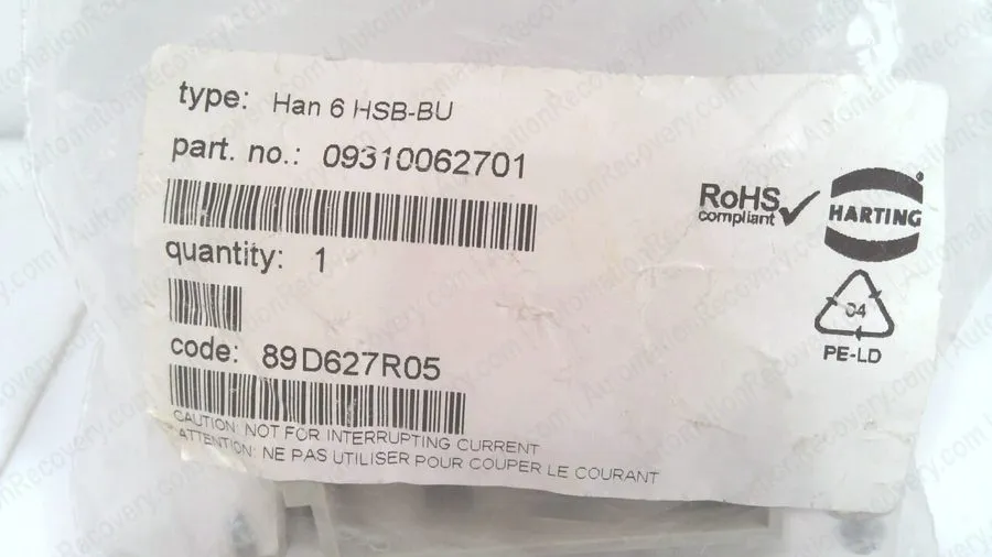 Разъём HARTING Connector 09310062701 6-core 35A HAN 6 HSB-F