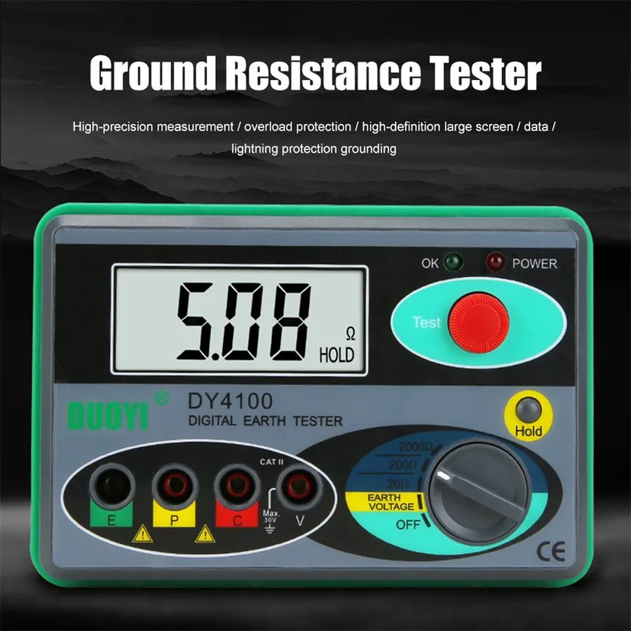 Тестер DY4100 Digital Earth Ground Resistance Meter Tester Megohmmeter 0-2000Ohm