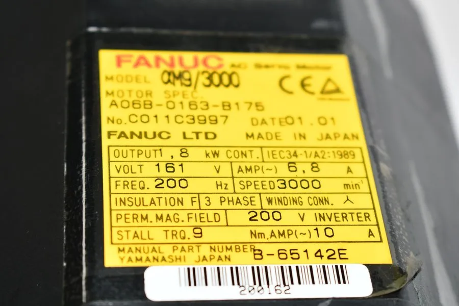 Серводвигатель REPAIRED FANUC A06B-0163-B175 AC SERVO MOTOR 1.8kW 3000RPM