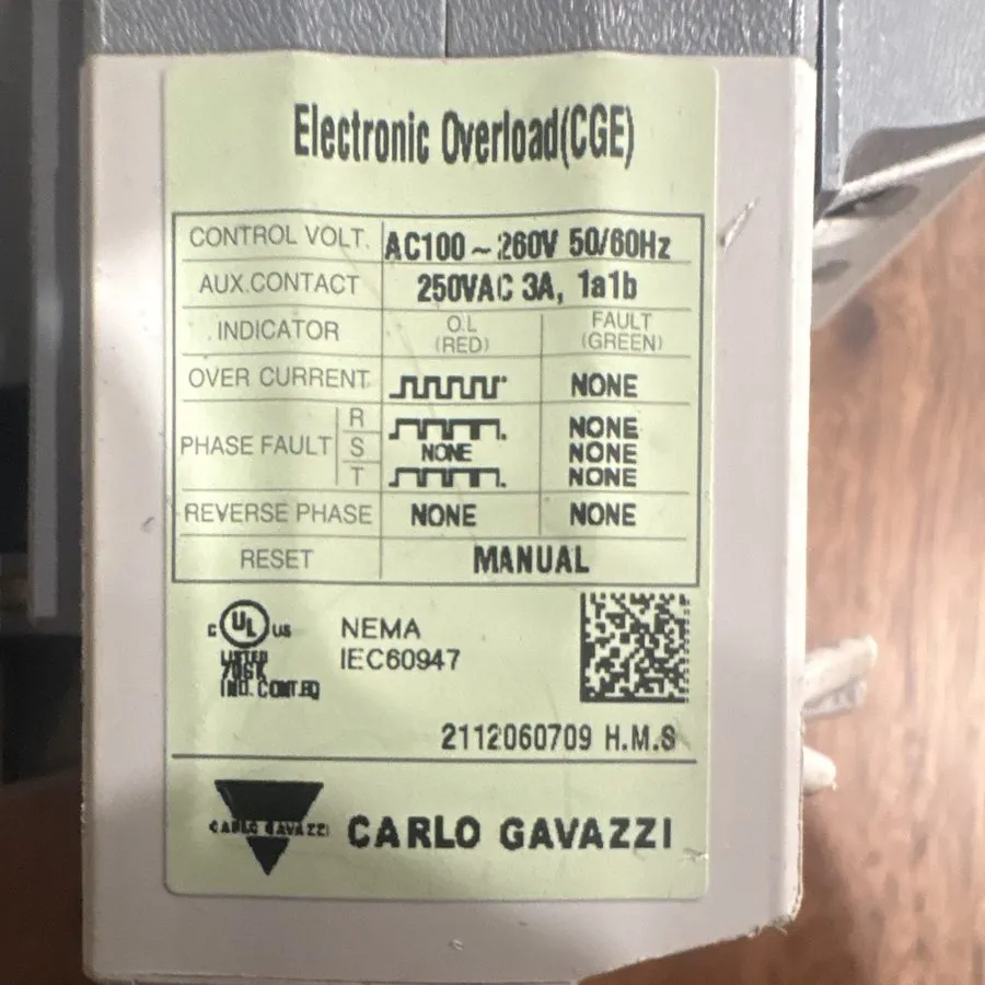 Реле защиты Carlo Gavazzi CC40 Contactor w/ CGE40-2P Electronic Motor Protection — фото лота 2