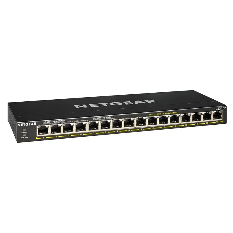 Коммутатор Netgear Switch GS316P 16-Port Gigabit PoE+ Unmanaged 115W FlexPoE
