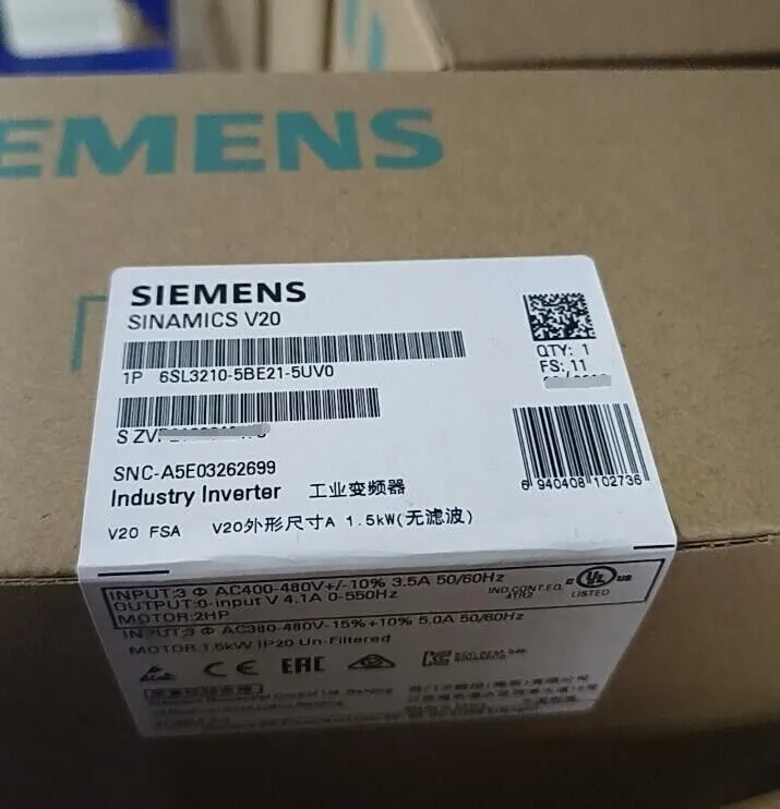 Частотный преобразователь Siemens 6SL3210-5BE21-5UV0 SINAMICS V20 1.5kW VFD Freq